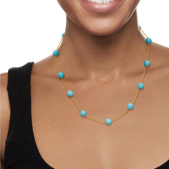 Ross Simon’s style necklace; aquamarine and gold plated necklace. - Picture 4 of 4